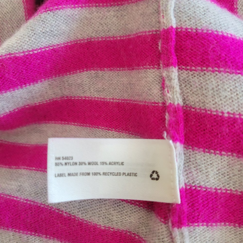 Gap Bella Pink/Gray Striped Boatneck Sweater, L - Picture 4 of 5